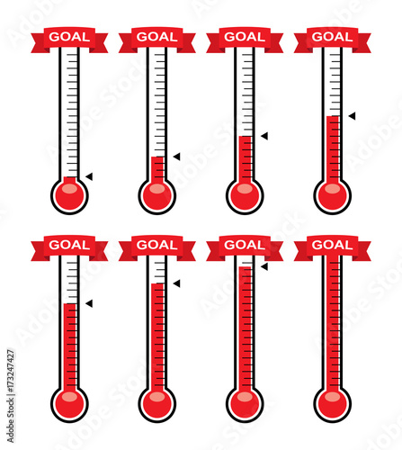 vector goal thermometers at different levels