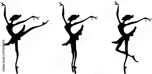 Silhouettes of ballerina in various poses 