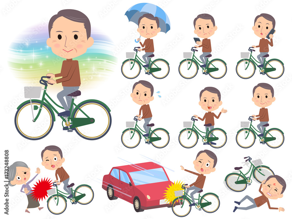 Brown high neck Middle aged men_city bicycle Brown high neck Middle aged men_city bicycle