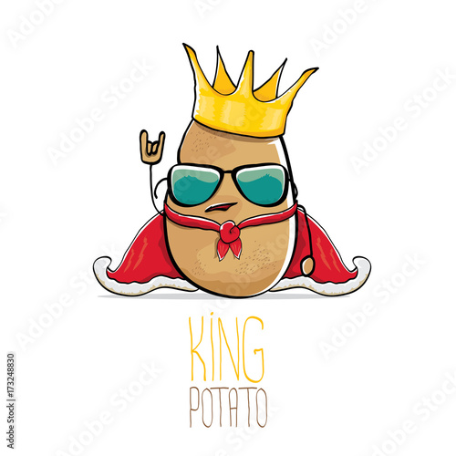 vector funny cartoon cool cute brown smiling king potato
