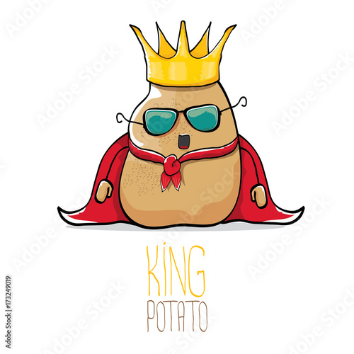 vector funny cartoon cool cute brown smiling king potato