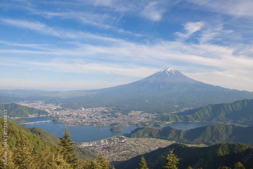 Mountain Fuji and lake kawaguchiko in spring Mountain Fuji and lake kawaguchiko in spring