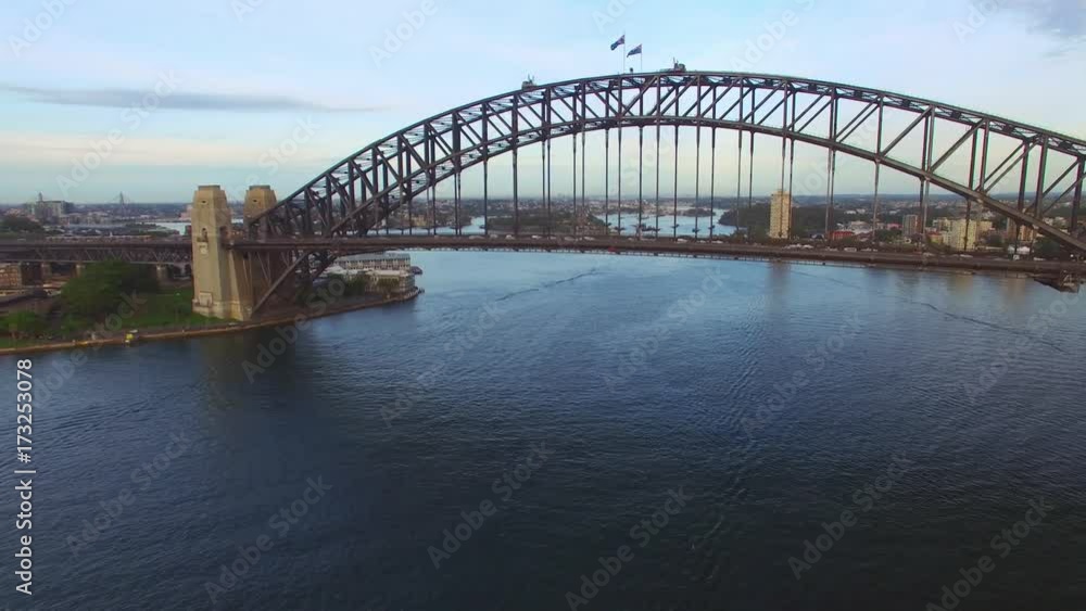 Aerial view of Sydney Harbour bridge at dawn. Aerial view of Sydney Harbour bridge at dawn.