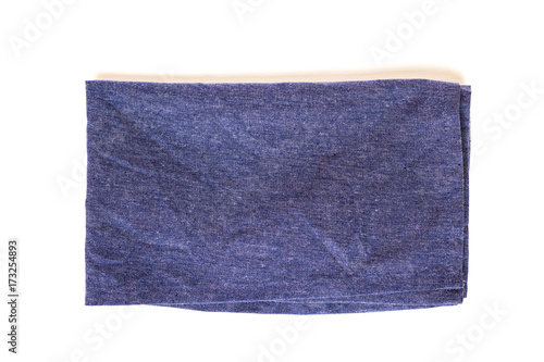 Soft fluffy blue hand towel isolated on white background