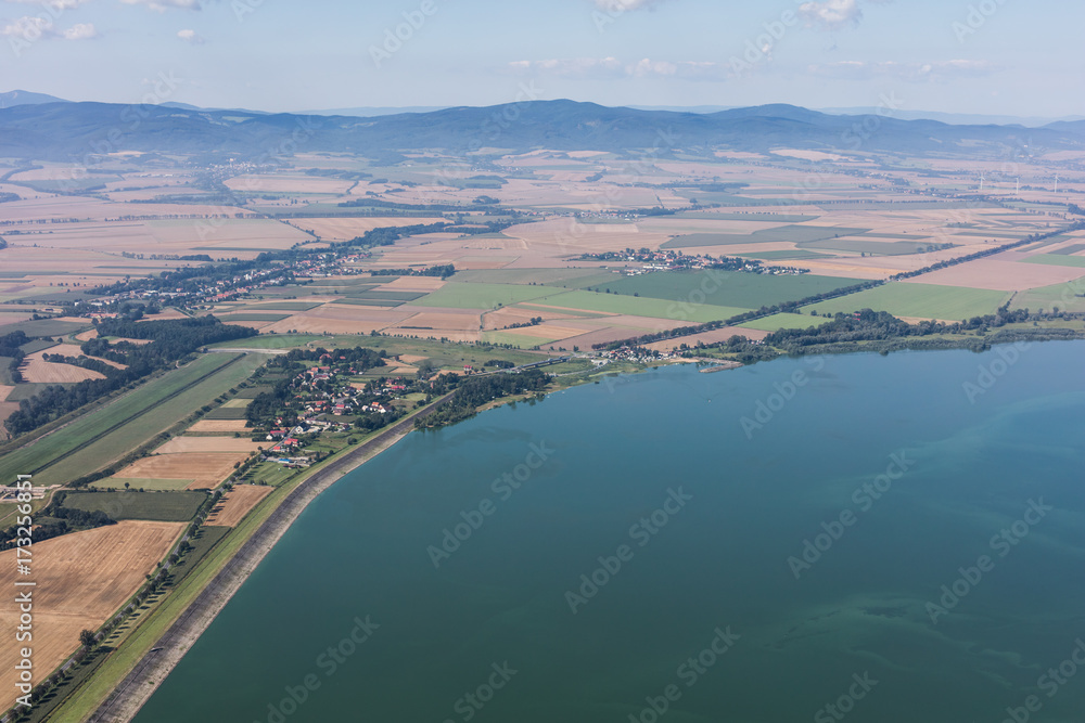 aerial view of the lake