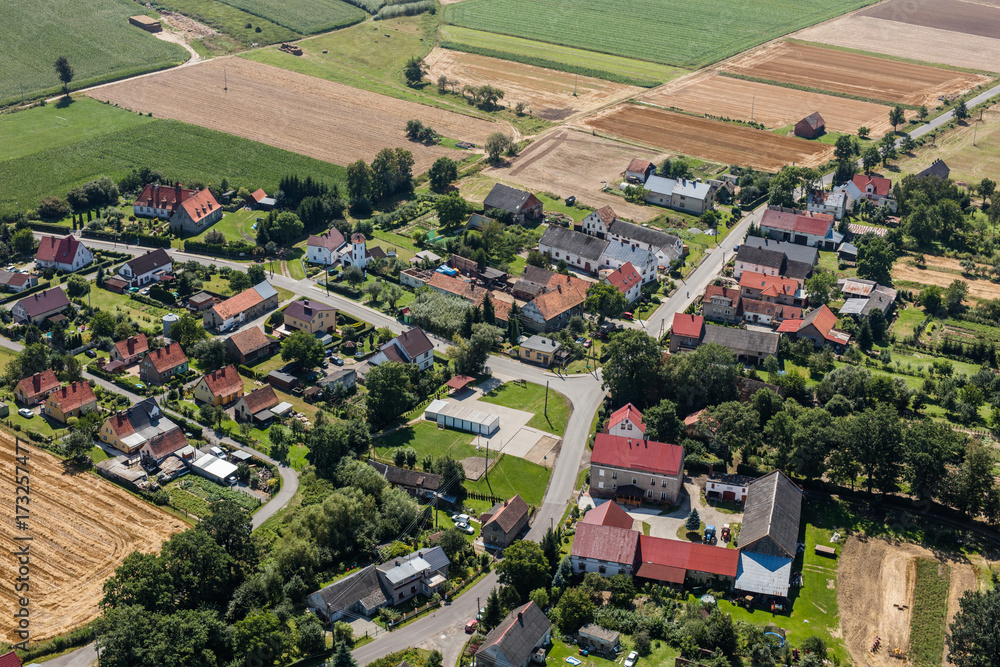 aerial view of the  Piotrowice Nyskie village near Nysa city
