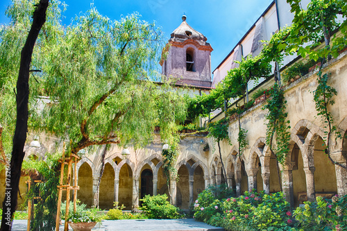 The scenic cloister of San Francesco d'Assisi Church in Sorrento, Italy photo