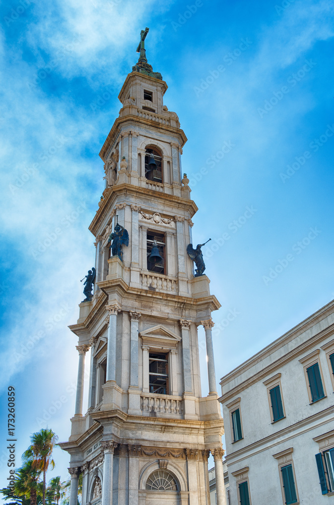 Bell tower, Church of Our Lady of Rosary, Pompei, Italy