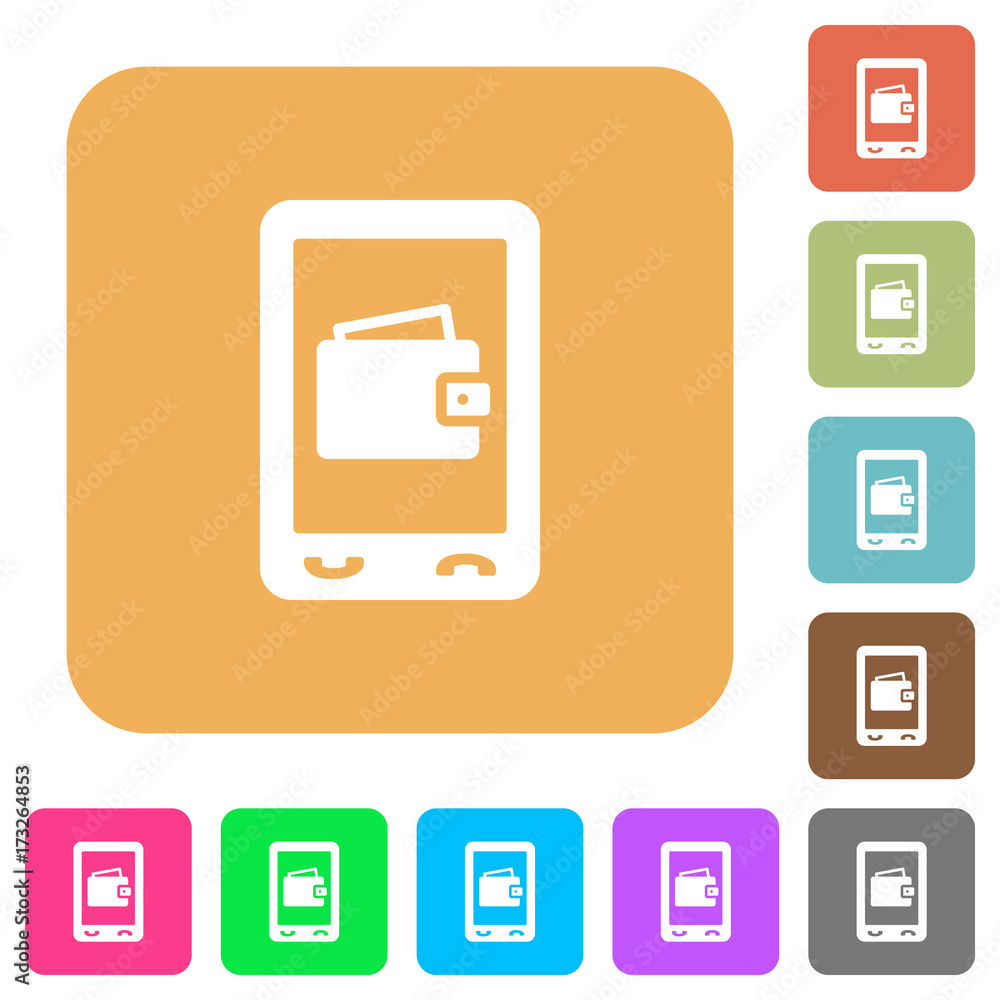 Mobile wallet rounded square flat icons Mobile wallet rounded square flat icons