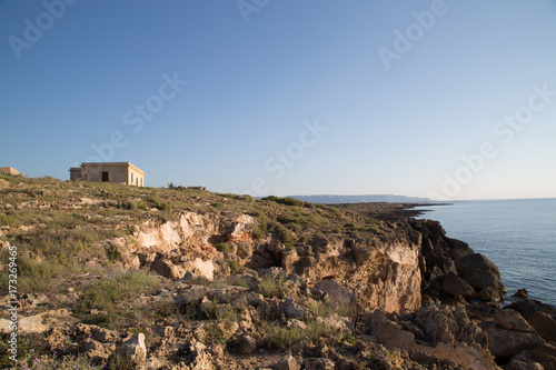 Cliff at Riserva naturale orientata Oasi faunistica di Vendicari, primavera  photo