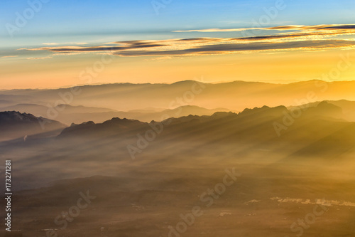 Layer of mountains and mist at sunset time  Landscape at Doi Luang Chiang Dao  High mountain in Chiang Mai Province  Thailand