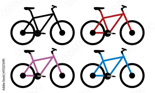 mountain bike set in black, red, blue and violet color