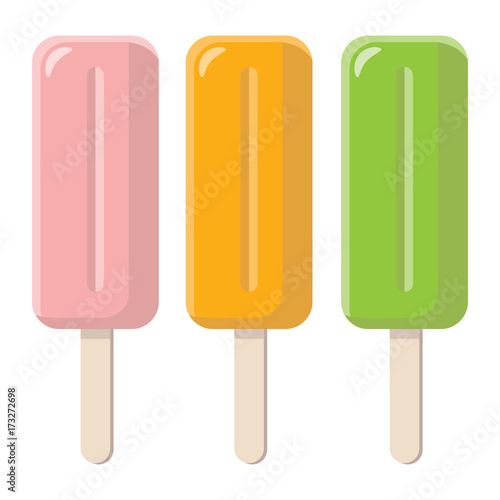 set of colorful popsicles isolated on white background
