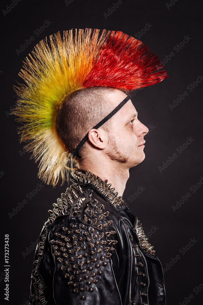 Portrait of punk rocker with Mohawk on a black background. Portrait of punk rocker with Mohawk on a black background.