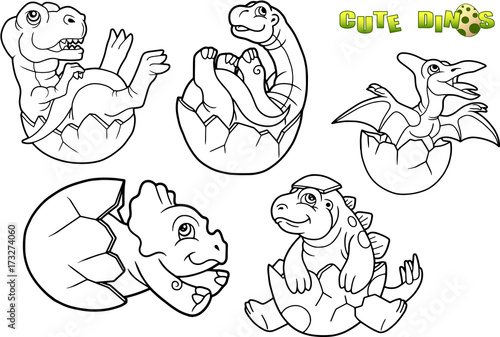 cartoon baby dinosaur picture set