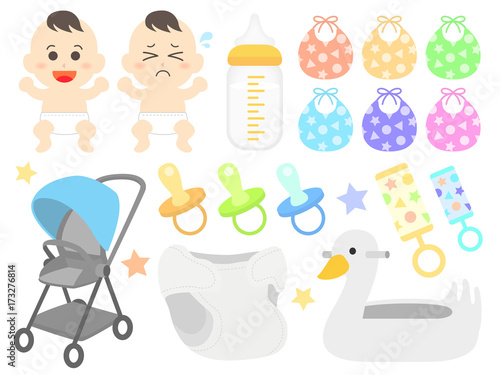 ベビー用品のイラストセット