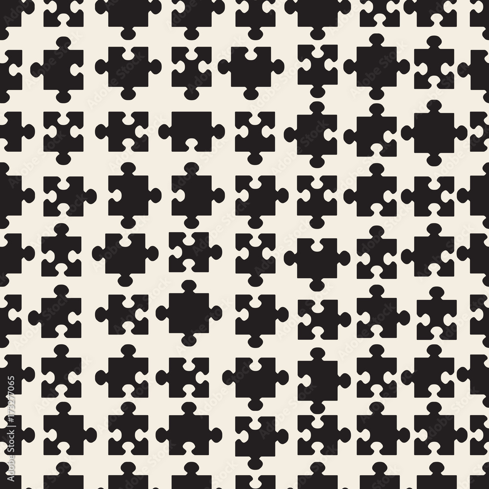 seamless monochrome jigsaw pattern background