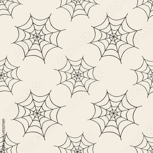 seamless monochrome halloween pattern background with cobweb