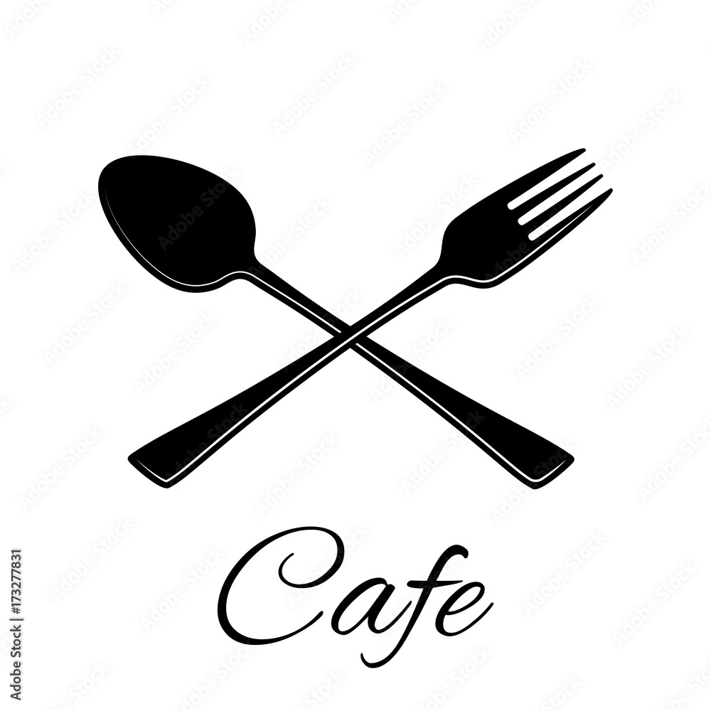 Spoon and fork icon. Vector illustration in flat style.