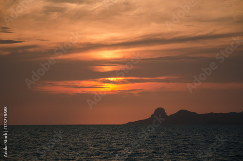 A beautiful sunset over the island. Thailand.