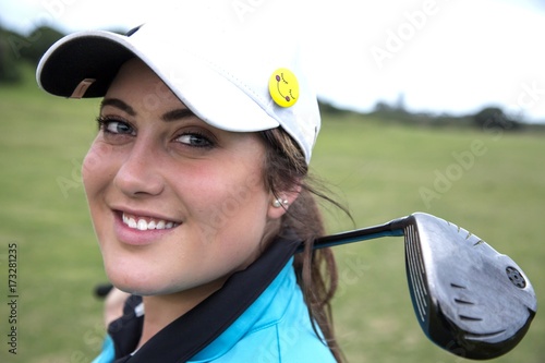Pretty Golfer Lady with Driver Club
