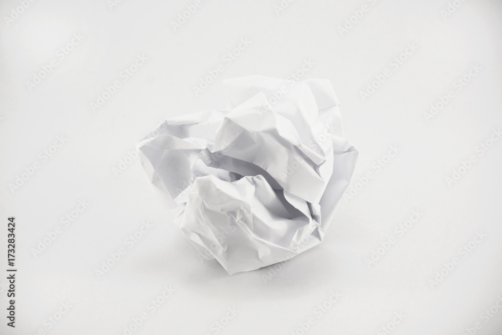 Crumpled paper on white background