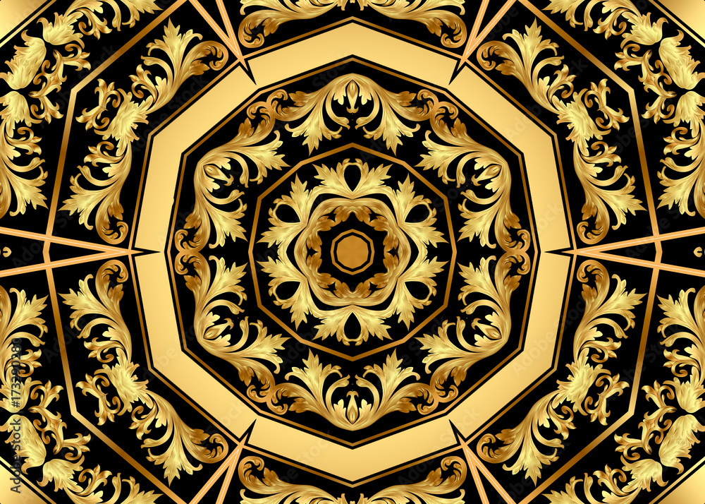 background pattern frame from gild on black