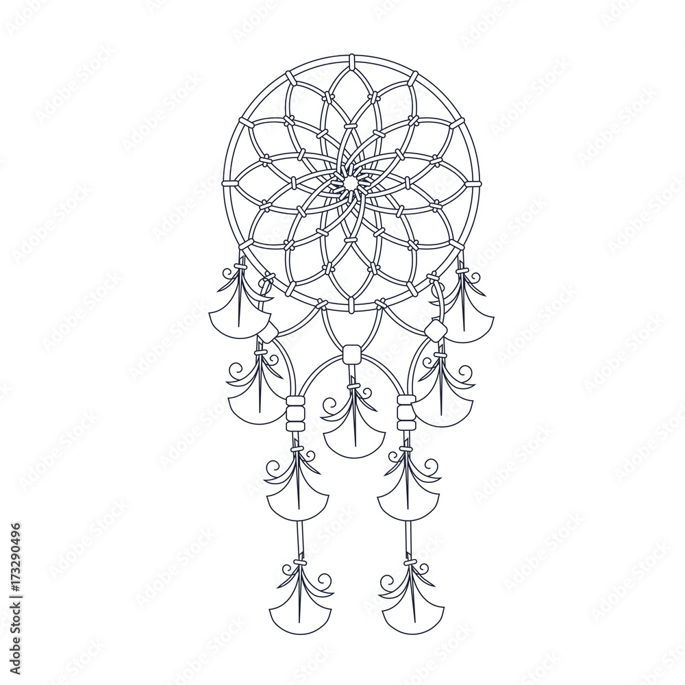 Obraz premium Monochrome Indian Dream catcher stock vector illustration.