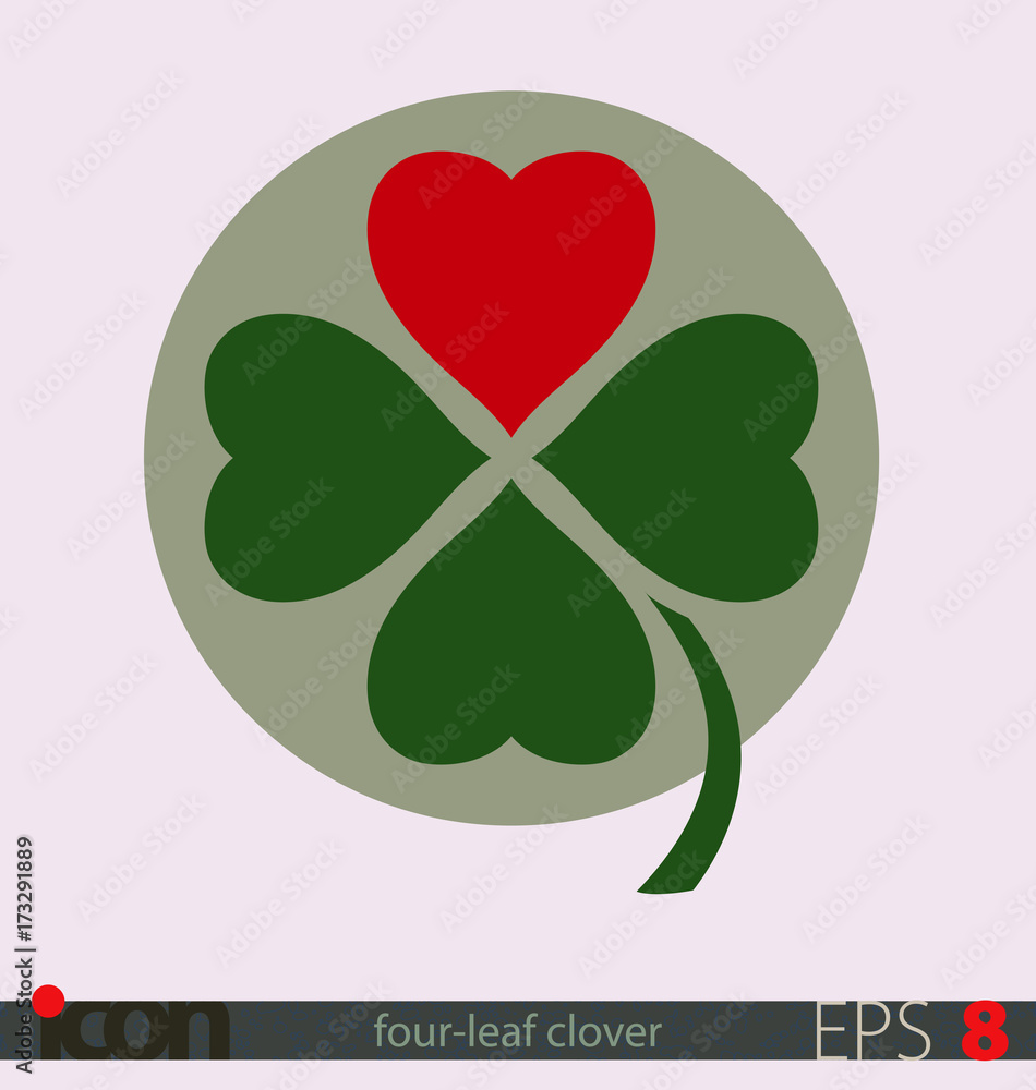 Vecteur Stock Four leaf clover with a heart leaf, symbol of luck in love or  luck and love. Vector icon on isolated background. No. 2 variant. | Adobe  Stock