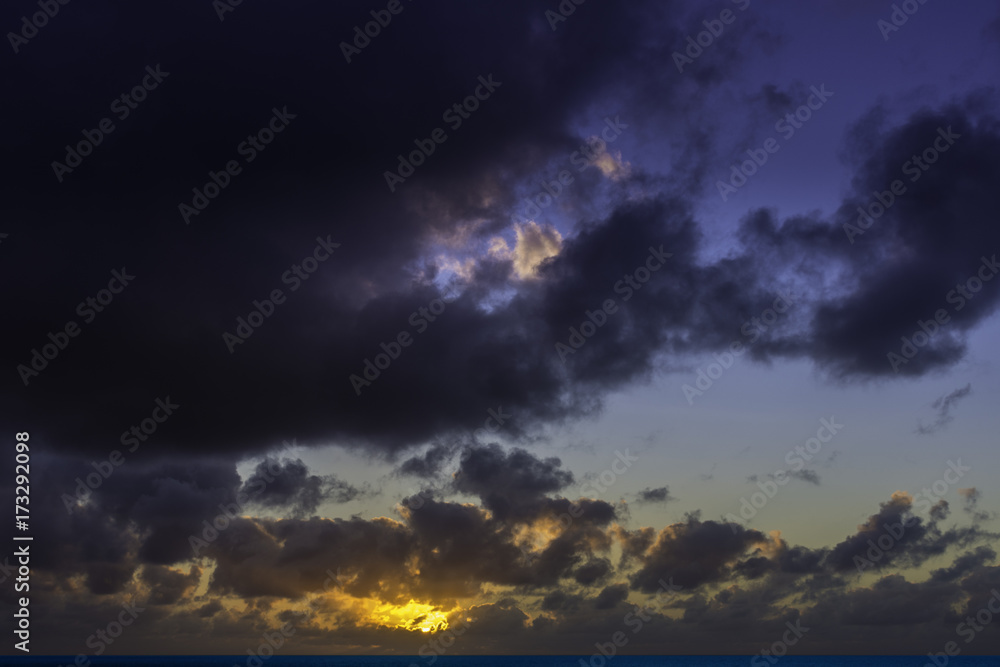 Sun rise over the ocean before storm / Lanzarote / Canary Islands 