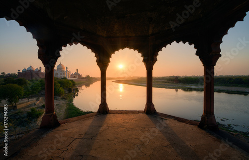 Taj Mahal at sunset, India