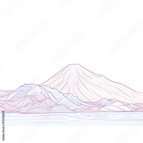 Mount Fuji isolated drawing. Stock vector illustration.