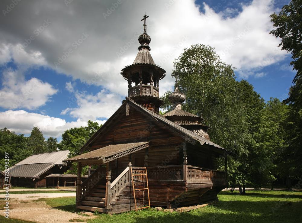 Chapel of Kirik and Iulita in Vitoslavlitsy village near Novgorod Great. Russia
