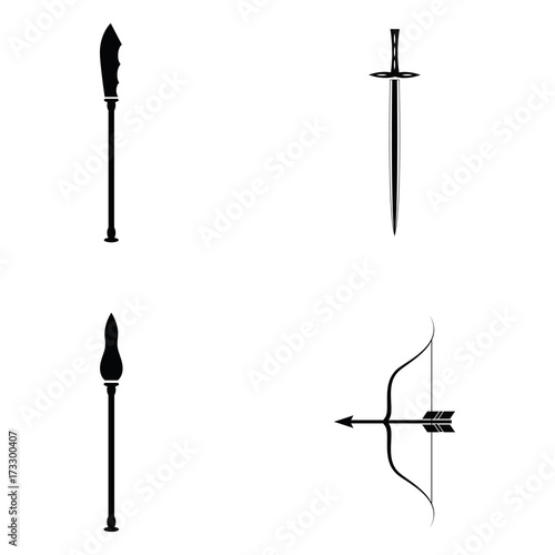 ancient weapons icon set