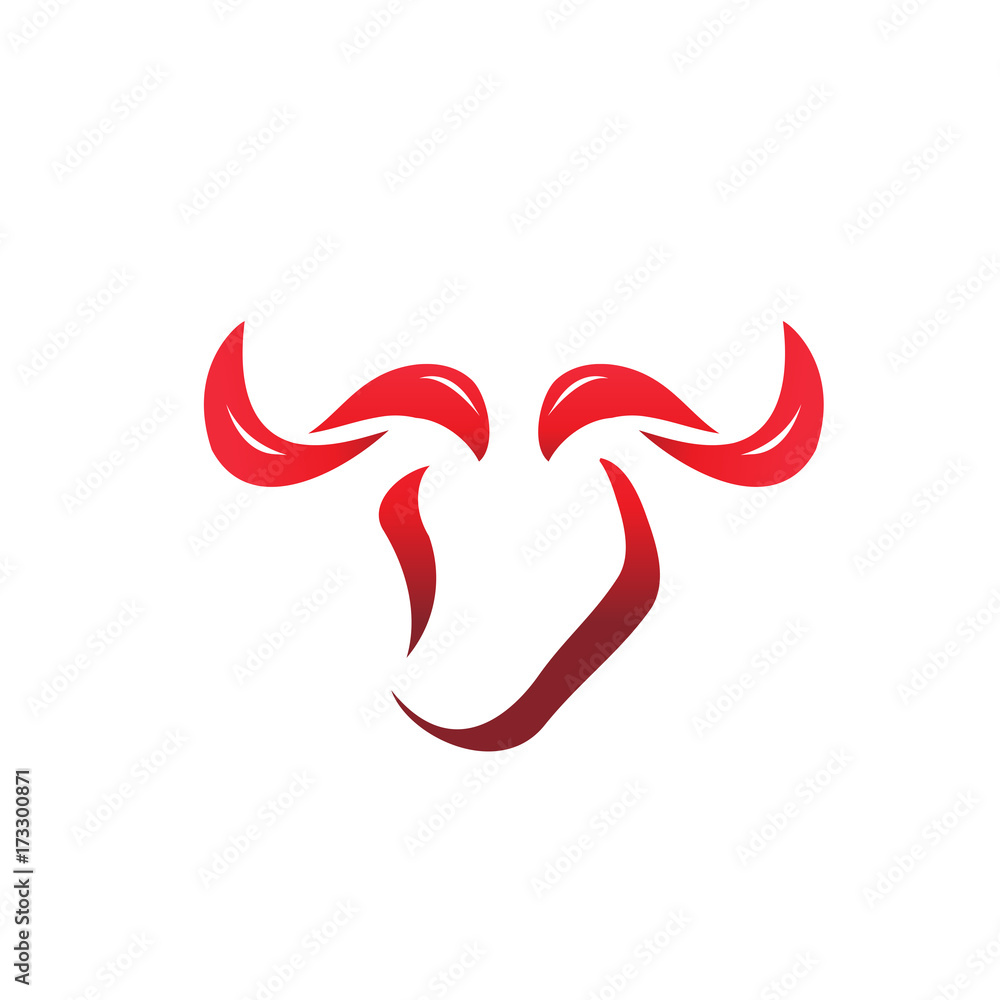 abstract bull illustration, outlines of bull illustration, icon design, isolated on white background. 