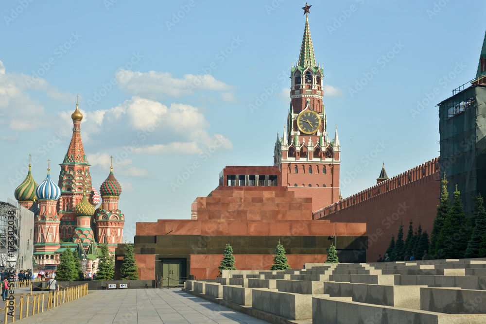 The Lenin mausoleum on red square in Moscow. The Lenin mausoleum on red square in Moscow.