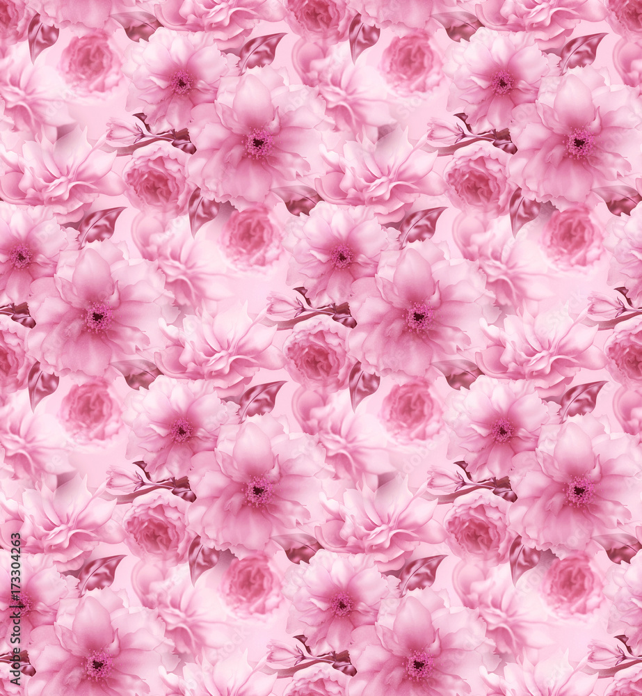 Pink cherry sakura flower floral digital art seamless pattern texture background