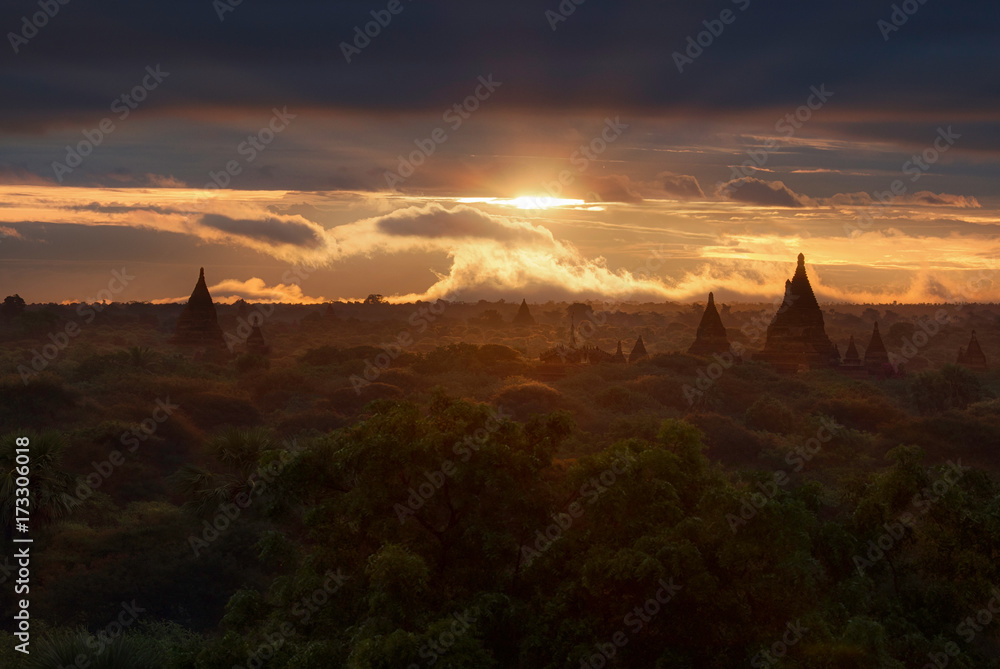 Bagan at sunrise, Burma