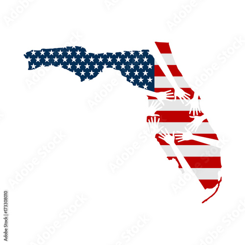 American Hands Helping Florida Vector Illustration