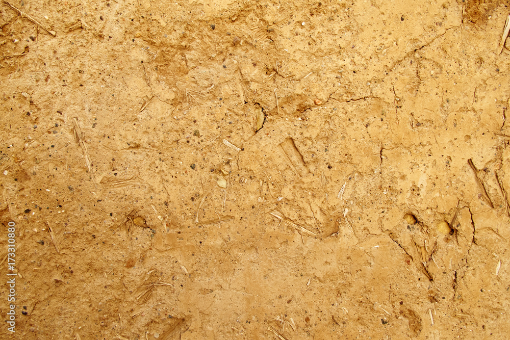 Ochre wall , cob wall Ochre wall , cob wall