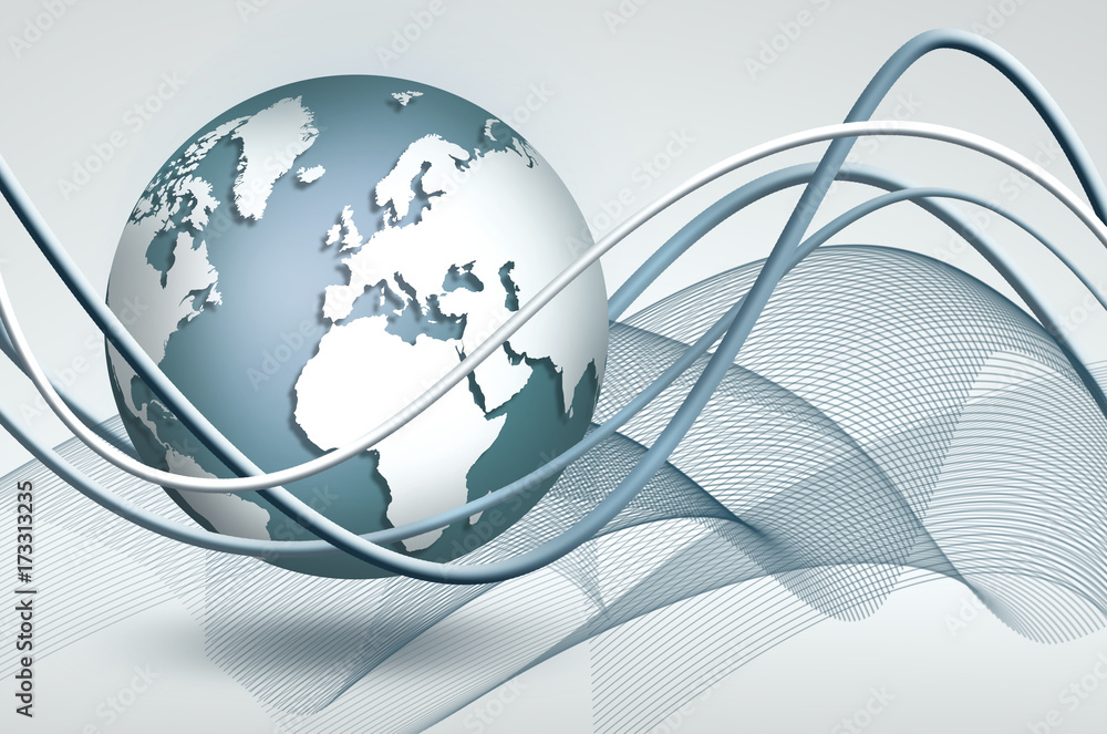 Best Internet Concept of global business. Globe, glowing lines on technological background. Wi-Fi, rays, symbols Internet, 3D illustration Best Internet Concept of global business. Globe, glowing lines on technological background. Wi-Fi, rays, symbols Internet, 3D illustration