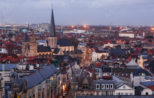The city of Ghent at sunset.