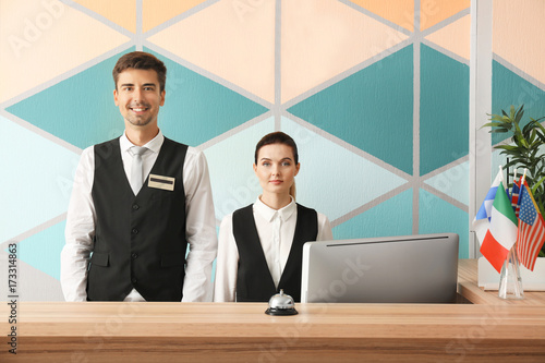 Female and male receptionis...