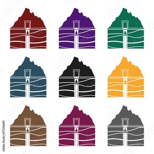 Mine shaft icon in black style isolated on white background. Mine symbol stock vector illustration.