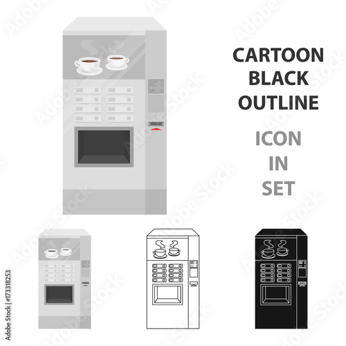 Office coffee vending machine icon in cartoon style isolated on white background. Office furniture and interior symbol stock vector illustration.