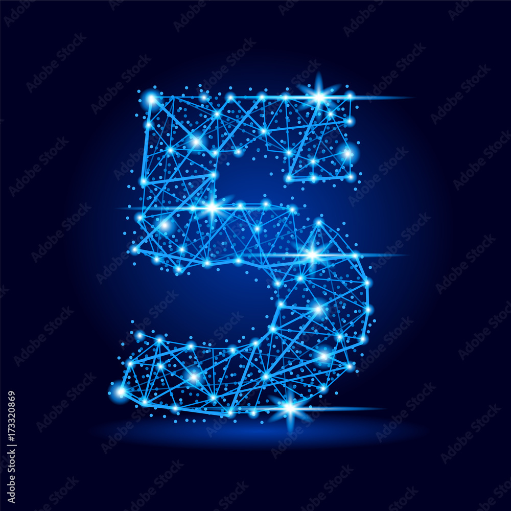Obraz premium 5 letter futuristic polygonal line space stars