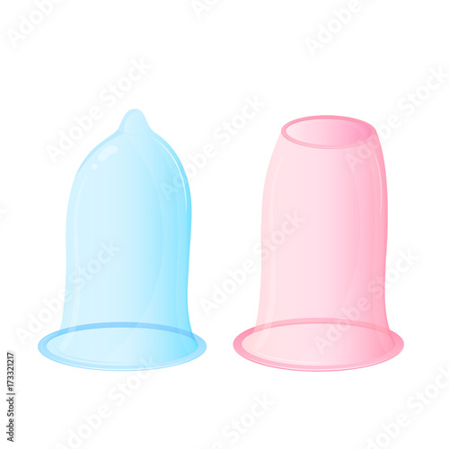 Female and male condoms. World Contraception Day