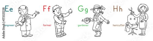 ABC professions coloring book set.
