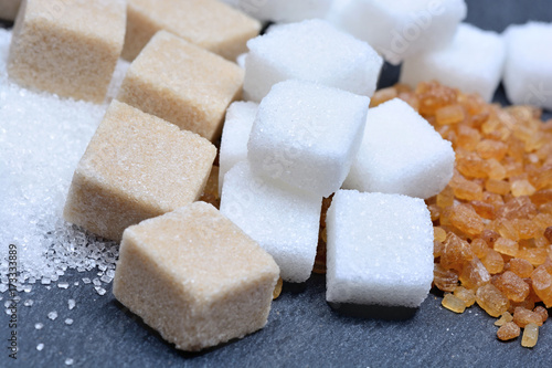 Various kinds of sugar on slate