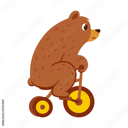 Cartoon bear on bicycle